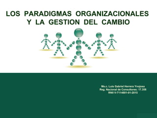 LOS PARADIGMAS ORGANIZACIONALES
Y LA GESTION DEL CAMBIO
Ms.c. Luís Gabriel Herrera Ynojosa
Reg. Nacional de Consultores: 17.358
RNII V-7114801-01-2015
 