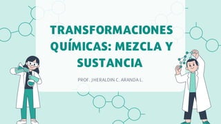 TRANSFORMACIONES
QUÍMICAS: MEZCLA Y
SUSTANCIA
PROF. JHERALDIN C. ARANDA L.
 