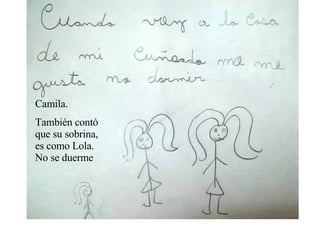 Camila. También contó que su sobrina, es como Lola.  No se duerme 