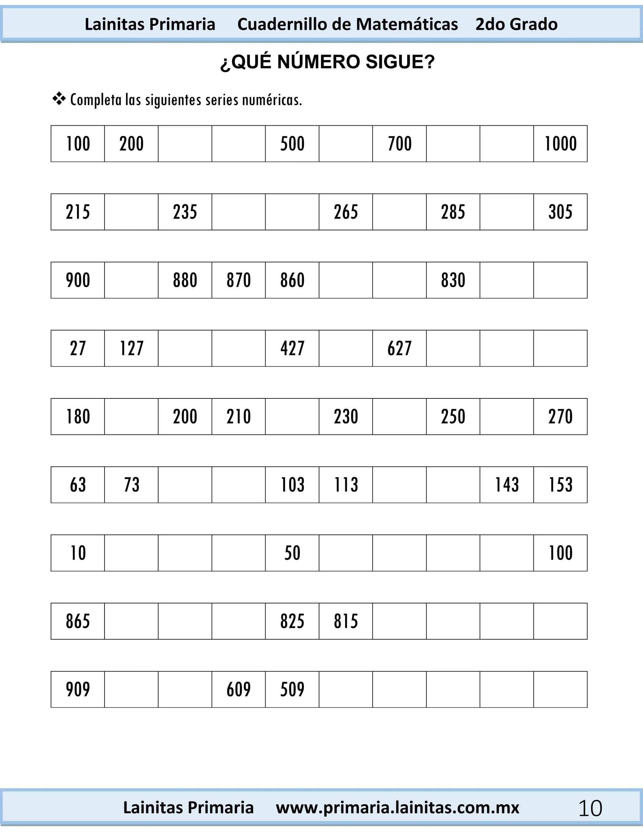 Cuadernillo De Ejercicios Matemticos 2 Grado Desafio Matematico