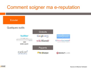 Comment soigner ma e-reputation Quelques outils Ecouter Payants Gratuits Source et influence Vankseen 