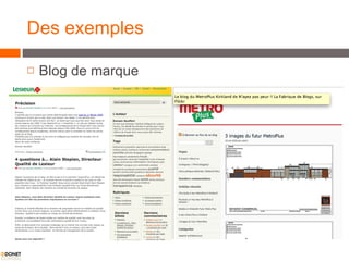 Des exemples Blog de marque 