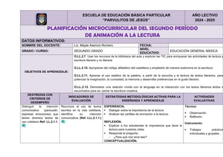 Planificación Microcurricular para Animación a la Lectura en Segundo ...