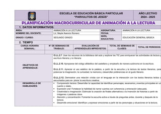 Planificación Microcurricular para Animación a la Lectura en Segundo ...