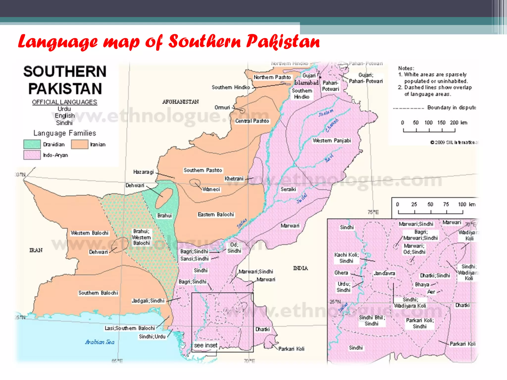 Language map of Southern Pakistan
 