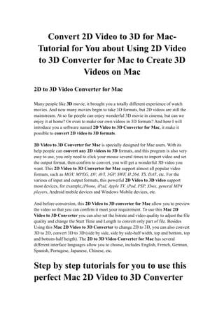 2d to 3d converter for mac