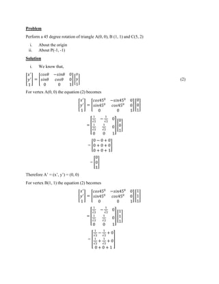 2D Transformation in Computer Graphics | PDF