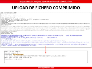 MALICIOUS THREATS, (IN)SEGURIDAD VULNERABILITIES Y ATAQUES AND DE DEFENSES I.M. EN ENTORNOS IN WHATSAPP CORPORATIVOS 
AND MOBILE I.M. PLATFORMS 
UPLOAD'DE'FICHERO'COMPRIMIDO 
CONECTACON SHMOOCON 2014 
2014 
 