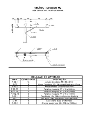 RIMÁRIO - Estrutura M2
Nota. Furação para cruzeta de 2000 mm
 
