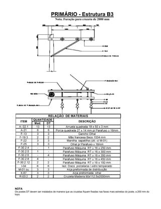 PRIMÁRIO - Estrutura B3
                                    Nota. Furação para cruzeta de 2000 mm




NOTA
Os postes DT devem ser instalados de maneira que as cruzetas fiquem fixadas nas faces mais estreitas do poste, a 200 mm do
topo.
 