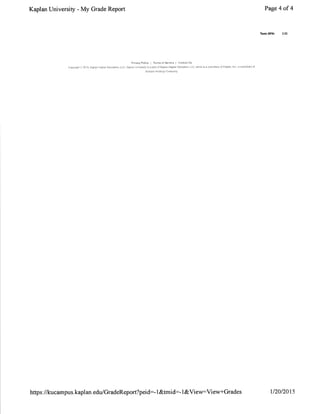 Official grades Kaplan University Master's Degree