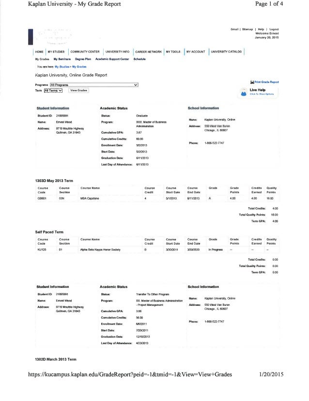 masters degree grades