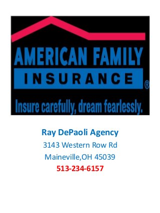 Ray DePaoli Agency
3143 Western Row Rd
Maineville,OH 45039
513-234-6157
 