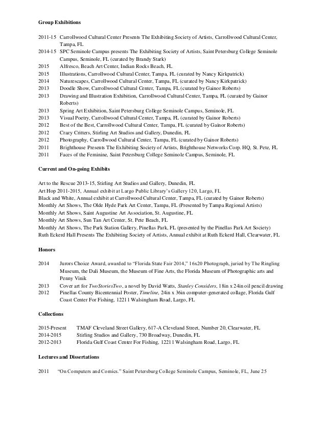 artists resume 20150827