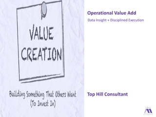 Operational	Value	Add
Data	Insight	+	Disciplined	Execution
Top	Hill	Consultant
 