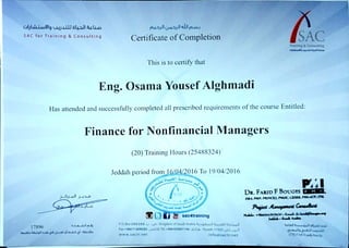 Finance For Nonfinancial Managers certificate