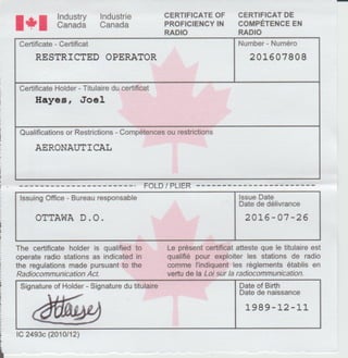Radio Operators Certificate - Joel