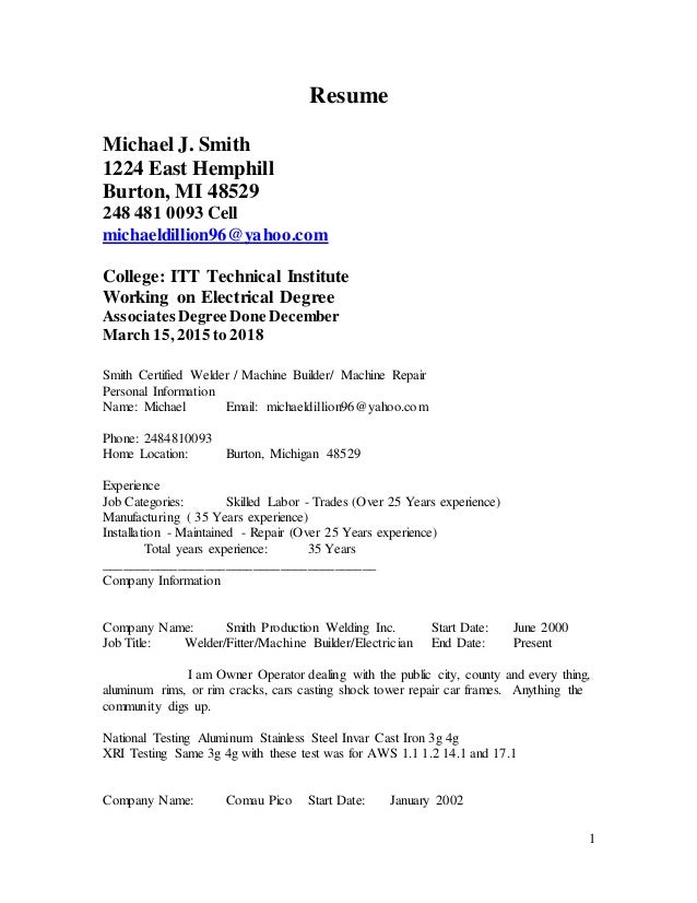 certified welder resume mike updated certified welder resume