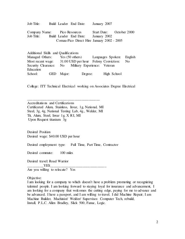 certified welder resume mike updated certified welder resume