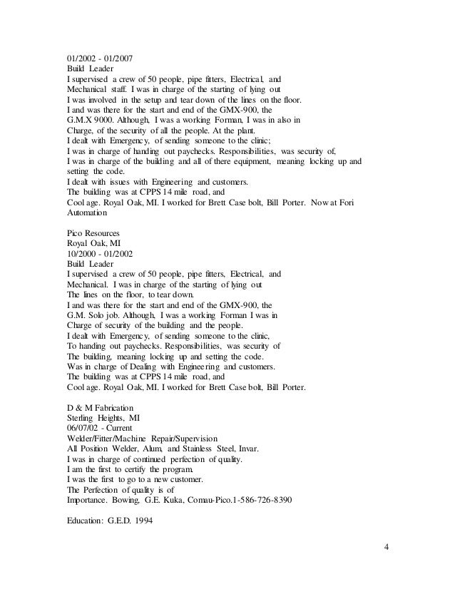 certified welder resume mike updated certified welder resume