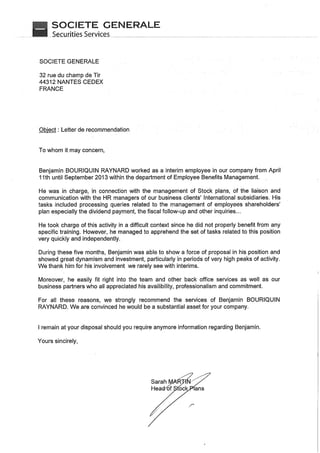 SOCIETE GENERALE- BENJAMIN BOURIQUIN