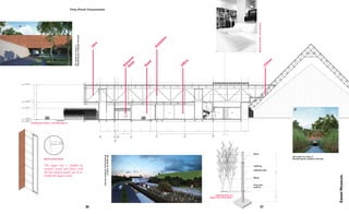 47002650
ระดับพื้นชั้นที่ 1+1150
FIRST FLOOR LEVEL
ระดับพื้นดิน+1000
GROUND LEVEL
ระดับหลังคา+5850
ระดับพื้นชั้น 2+8500
SECOND FLOOR LEVEL
ROOF LEVEL
ระดับหลังคา+15800
ROOF LEVEL
7300150
14800
STORAGE
WC JANITOR
OFFICE
OFFICE
EE PUMP STORAGE
SEMI-OUTDOOR
WC WC
3000
+1300 +1300 +1300 +1300 +1300 +1300 +1300+1150+1150+1150+1150+1150+1150
+1000+1000 +1000 +1150
+8500+8500 +8500 +8500
+15800 +15800 +15800
+6400
+1150
+10500
รูปตัด 1
มาตราส่วน 1:250 ใน A1
มาตราส่วน 1:500 ใน A3
SweetMuseum.
3736
Tritip (Pond) Chayasombat
Drawing by Tritip C. and Pennapa O.
3DmodelbyTritipC.
RenderingbyJomphonPenvijit.
3DmodelbyTritipC.
RenderingbyJomphonPenvijit.
3D model by Tritip C.
Rendering by Jomphon Penvijit.
The upper box is cladded by
weather rusted steel sheet, with
the box shaped punch out to re-
semble the sugar crystal.
Road
Entrance
Shop
O
ffice
Exhibition
C
lim
ax
Intro
ModelbyAtelierofArchitects.
Lighting fixture in
sugar cane field detail.
Metal facade detail
Lighting
Lighting tube
Wood
Concrete
podium
Steel
 
