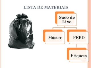 LISTA DE MATERIAIS




                     4
 