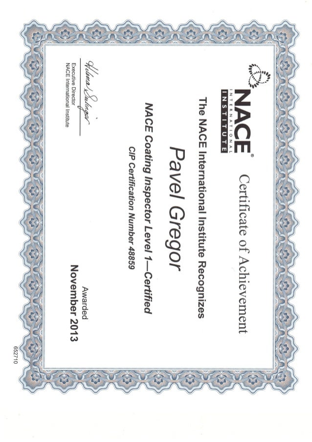 Nace certificate Level 1 Nace certificate Level 1