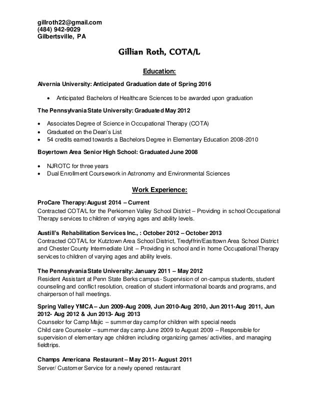 gillian roth resume 2 cota resume