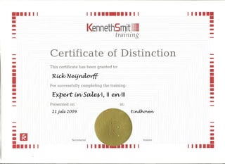 Kenneth Smit Training Certificate