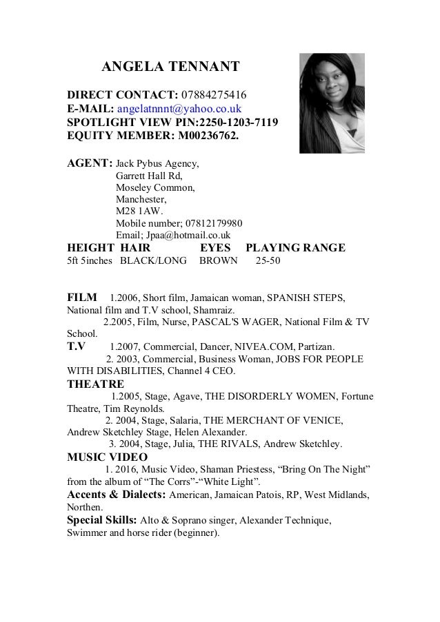 Angela Tennant S Acting C V With New Credit