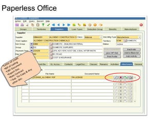 Paperless Office
•Letter of credit
•Bill of Lading
•C&F Document
•Export Doc.
•Rate Contract
• Sup. Tin Copy & Any
other doc.
•Letter of credit
•Bill of Lading
•C&F Document
•Export Doc.
•Rate Contract
• Sup. Tin Copy & Any
other doc.
 