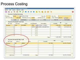 (screenshot showing costing process
wise to be fixed here)
Process Costing
 