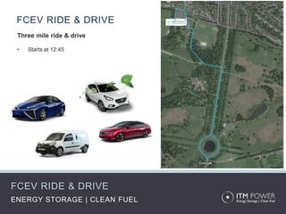 FCEV RIDE & DRIVE
FCEV RIDE & DRIVE
ENERGY STORAGE | CLEAN FUEL
Three mile ride & drive
• Starts at 12:45
 