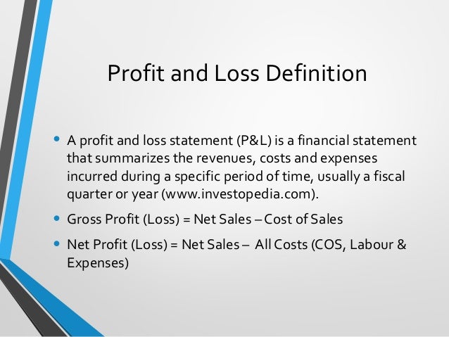 profit and loss accounts training sales in profit and loss account