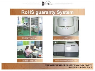 RoHS guaranty System
RoHS Test Lab
RoHS Test Lab
Lead,
Chromium,mercury,cadmium test
hexavalent chromium Test
 