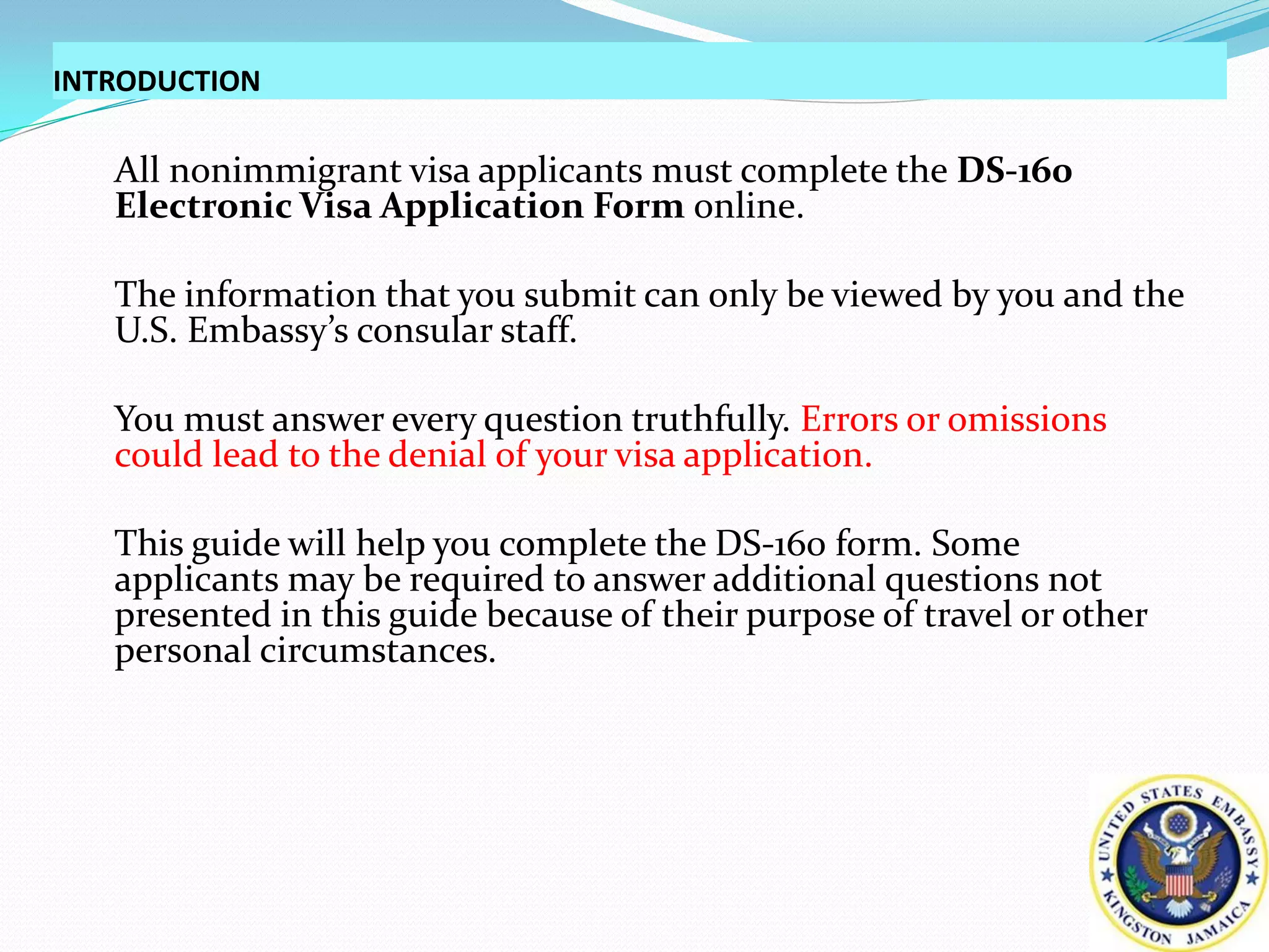 DS-160 Instructions | PDF