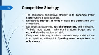 Competitive Strategy
• The company's competitive strategy is to dominate every
sector where it does business.
• It measure...