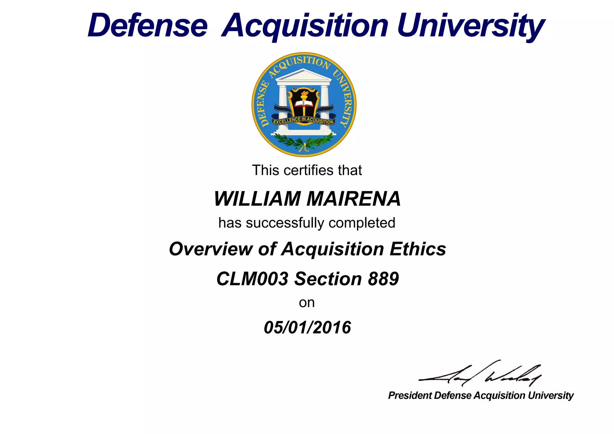 Overview of acquisition ethics ppt