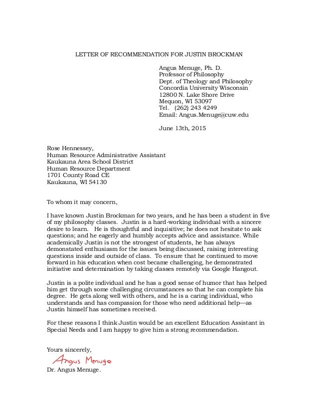 letter of recommendation for justin brockman rutgers letter of recommendation