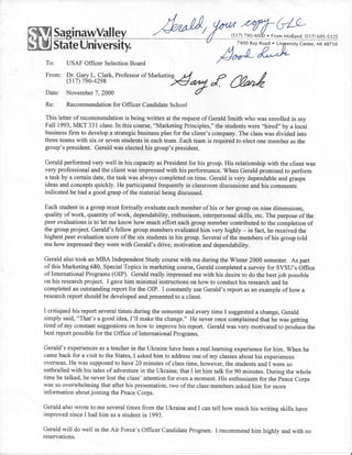 letter of recommendation SVSU Professor Gary Clark