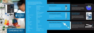 We are the exclusive dealer for the Chemglass range of
laboratory equipment, supplying thousands of products to
laboratories across the UK and Ireland. Below are the many
categories we stock products from:
Adapters
Airfree Equipment
Arsine Generator
Beads
Beakers
Bottles
Brushes
Bubblers
Burettes
Caps
Carts
Chromatography Equipment
Clamps
Condensers
Connecting Tubes
Cylinders
Data Loggers
Dessicators
Dishes
Distillation Equipment
Drying Equipment
Evaporators
Extraction Equipment
Filtration Apparatus
Flasks
Flowmeters
Foam Dewars
Fluid and Syringe Pumps
Fritted Discs
Funnels
Gas Equipment
Glassblowing Blanks
Graded Seals and Hose Connections
Heating Mantles
High Vacuum Valves
Hot Plate Stirrers
Hose Connections
Jars
Krytox Grease
Melting Point Tubes and Equipment
NMR Reaction Heating Block
NMR Tube Cleaners
Oil Baths
Optitherm Reaction Blocks
Organic Chemistry Labset
Peptide Synthesis
Pipets
Plates
Plate Glass
Porcelain Products
Pressure Vessels
Quartz Products
Shakers
Sleeves
Spatulas
Sublimination Equipment
Supports
Syringes
Temperature Controllers
Thermocouples and Thermometers
Tubes and Tubing
Vacuum Apparatus Traps and Pumps
Airfree Equipment
Designed for the convenient manipulation of highly reactive air
and moisture sensitive compounds using inert gas to exclude air
and moisture. A large range of glassware for Organometallic and
Inorgnaic Chemistry is available.
Chromatography Equipment
Offering a wide range of Chromatorgraphy Equipment from a
variety of columns with Stopcocks/Fritted Discs/Rodaviss Joints to
Reservoirs, Adapters and accessories. All available in various sizes and
quantities to suit your needs.
Rotary Evaporator Glassware
Adapters permit the connection of standard laboratory dram
sample vials directly to the vapour tube or a bump trap of a rotary
evaporator. The Adapter has a top outer joint of the listed size and
a 20-400 G.P.I. thread at the bottom. A PTFE lined, polypropylene
double threaded connector attaches the vial to the adapter.
Foam Dewars
Patented low form foam dewars provide a safe and durable vessel
for handling liquid nitrogen, dry ice/acetone mix and cryogenic
materials. Unlike conventional glass and stainless steel Dewar flasks
which depend upon a vacuum layer for insulation, closed cell foam
dewars use a fine closed cell foam for insulation.
Anaerobic Culture Tubes
Chemglass Life Sciences’ “Balch-type” tubes are modified versions of
screw thread Hungate tubes. They feature component parts designed
and engineered to maximize the effective seal between the walls of
the tubes and the stoppers, providing a gas-tight seal for improved
stability. The special formulation of our blue, chlorobutyl rubber
stoppers are heavier than septa and more capable of withstanding
repeated piercings with syringes.
Top Selling
GlucCell® Glucose
Monitoring System
GlucCell® Glucose Monitoring System speeds and simplifies your
glucose measurement during cell culture. GlucCell® Glucose
Monitoring System is specially designed for measuring the glucose
metabolites during animal cell culture, unlike general diabetes
glucose meters on the market that are not applicable for animal cell
culture.
 