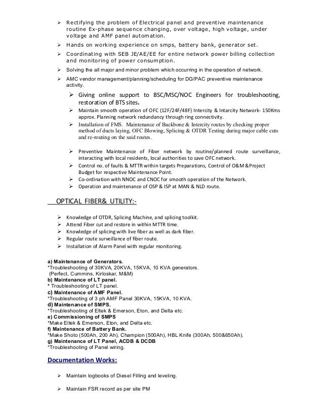 Ofc Engineer Resume Ofc Engineer Resume