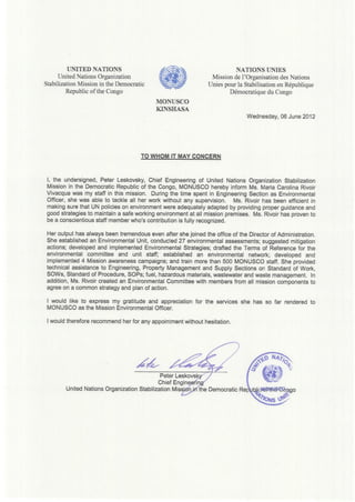 UN - MONUSCO Eng - letter of appreciation