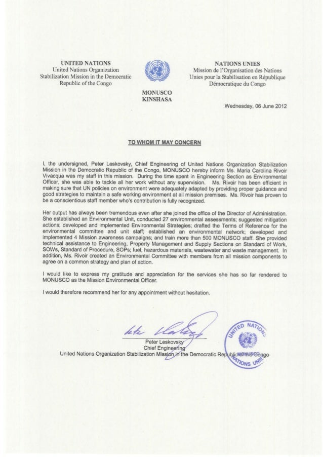 un appreciation letter un monusco eng letter of appreciation un appreciation letter un monusco eng letter of appreciation