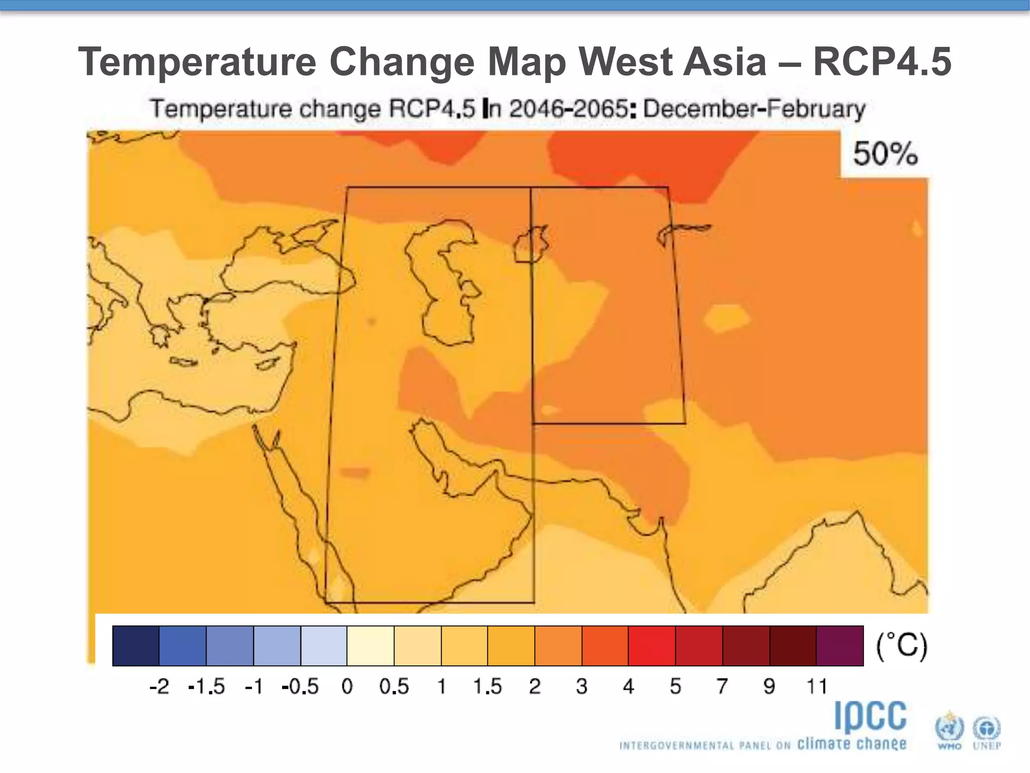 Temperature Change Map West Asia – RCP4.5
 