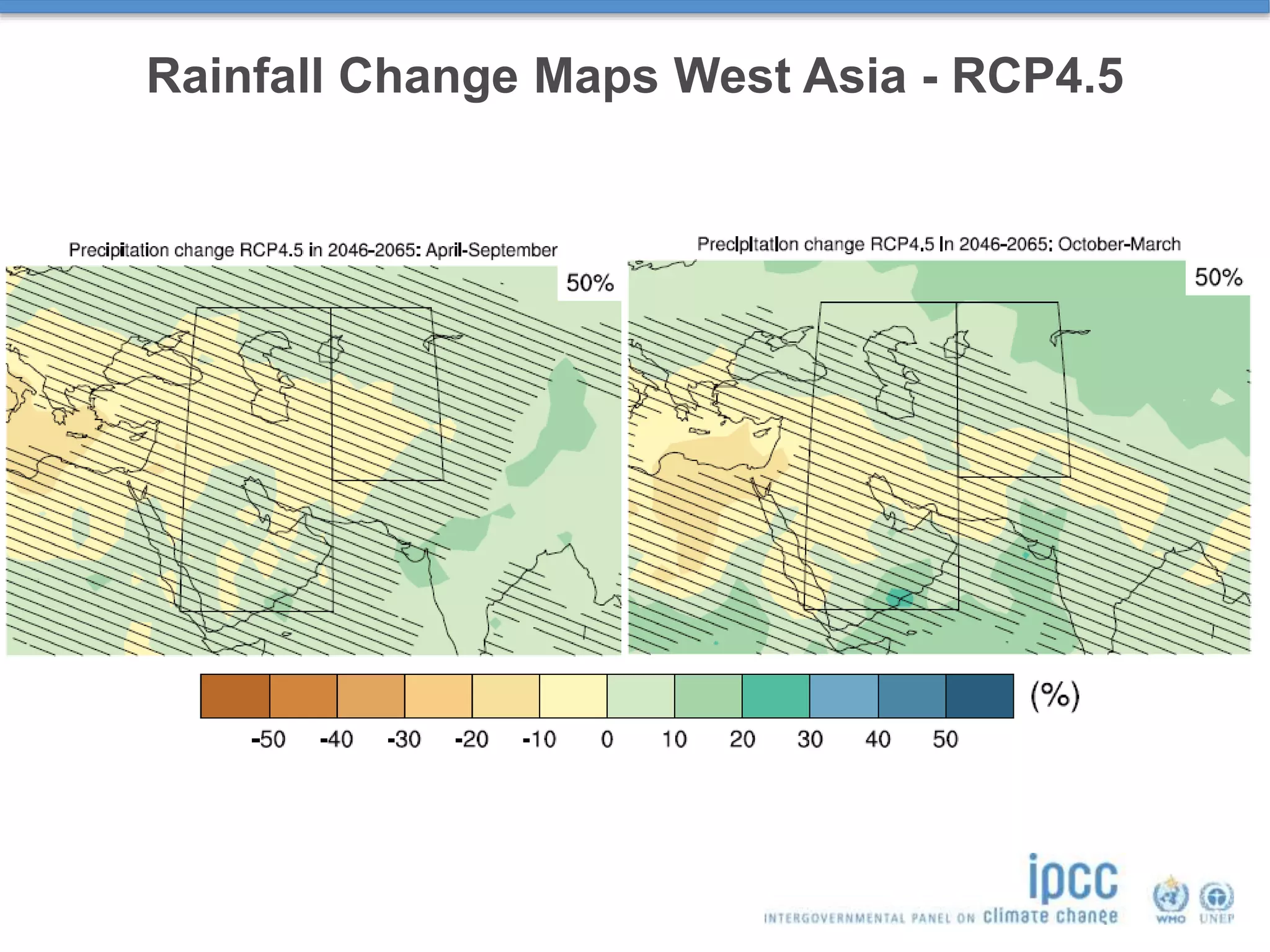Rainfall Change Maps West Asia - RCP4.5
October - March April - September
 