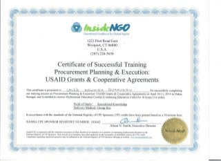 Certificate_Procurment Planing and Execution_USAID_Caleb kalihira