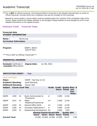 Transcript 2016 | PDF | Educational Assessment | Education