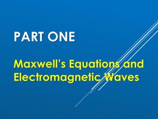 PART ONE
Maxwell’s Equations and
Electromagnetic Waves
 